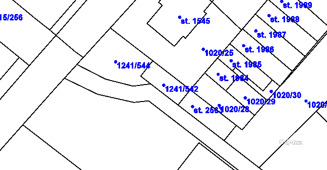 Parcela st. 1241/542 v KÚ Velké Bílovice, Katastrální mapa