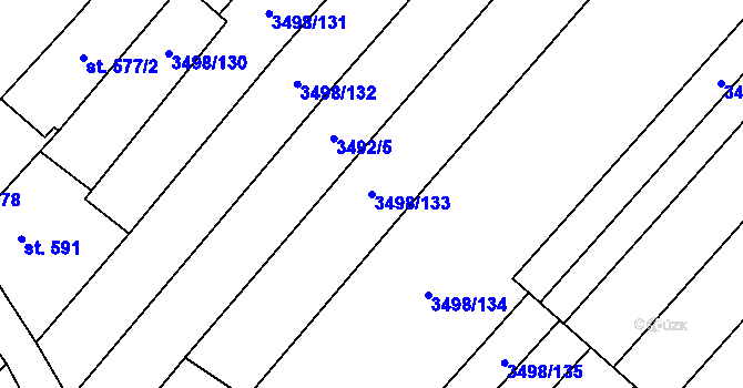 Parcela st. 3498/133 v KÚ Velké Bílovice, Katastrální mapa