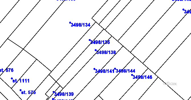 Parcela st. 3498/138 v KÚ Velké Bílovice, Katastrální mapa