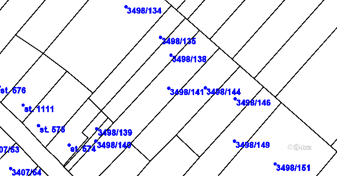 Parcela st. 3498/141 v KÚ Velké Bílovice, Katastrální mapa