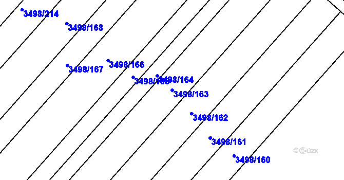 Parcela st. 3498/163 v KÚ Velké Bílovice, Katastrální mapa