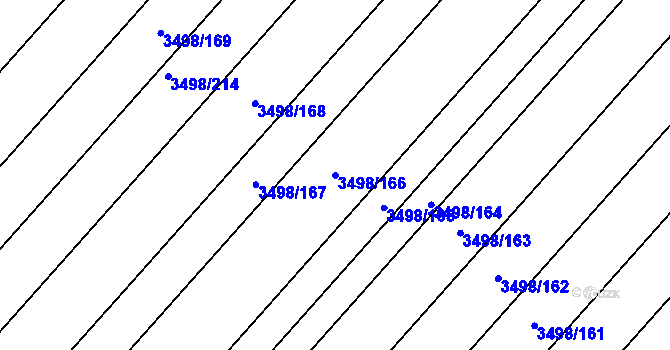 Parcela st. 3498/166 v KÚ Velké Bílovice, Katastrální mapa