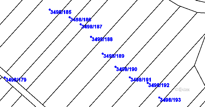 Parcela st. 3498/189 v KÚ Velké Bílovice, Katastrální mapa