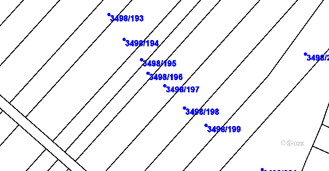 Parcela st. 3498/197 v KÚ Velké Bílovice, Katastrální mapa