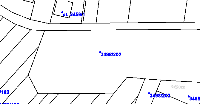 Parcela st. 3498/202 v KÚ Velké Bílovice, Katastrální mapa