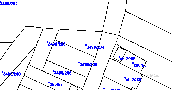 Parcela st. 3498/204 v KÚ Velké Bílovice, Katastrální mapa
