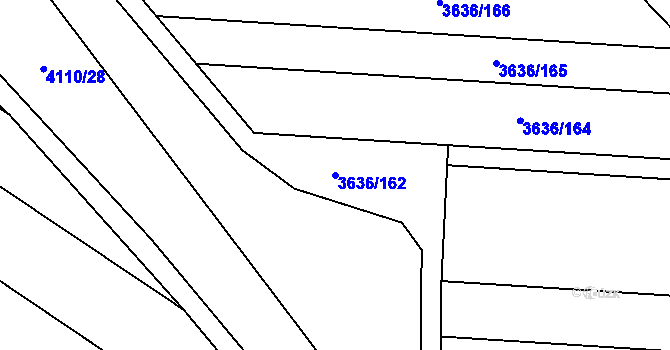 Parcela st. 3636/162 v KÚ Velké Bílovice, Katastrální mapa