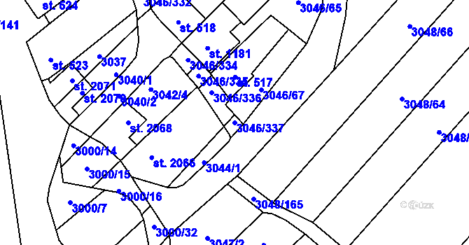 Parcela st. 3046/337 v KÚ Velké Bílovice, Katastrální mapa
