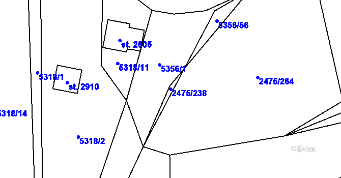Parcela st. 2475/238 v KÚ Velké Bílovice, Katastrální mapa