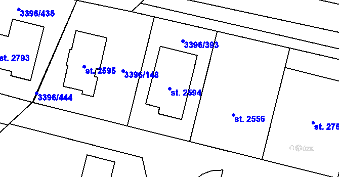 Parcela st. 2594 v KÚ Velké Bílovice, Katastrální mapa