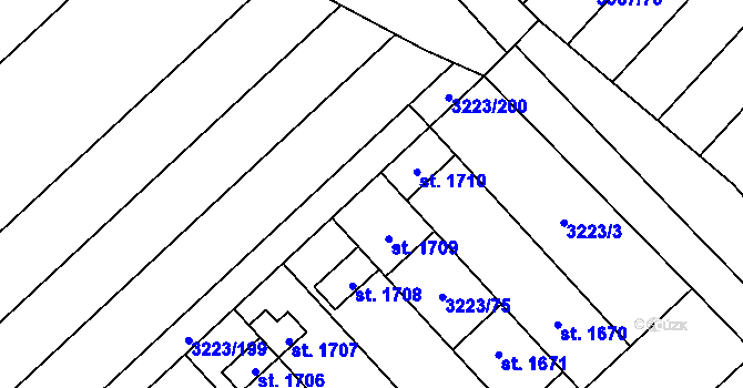 Parcela st. 3223/205 v KÚ Velké Bílovice, Katastrální mapa