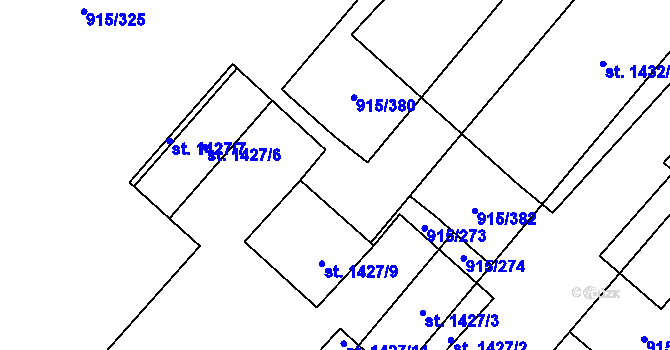 Parcela st. 915/271 v KÚ Velké Bílovice, Katastrální mapa