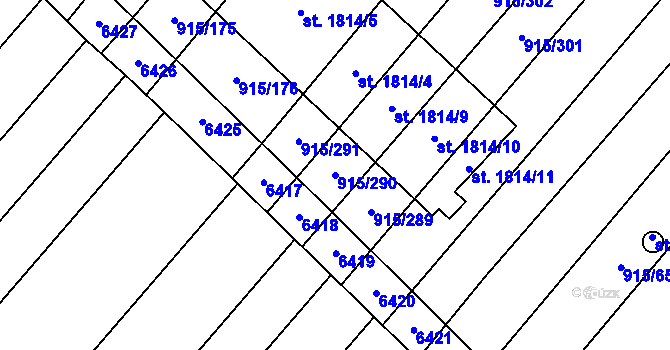 Parcela st. 915/290 v KÚ Velké Bílovice, Katastrální mapa