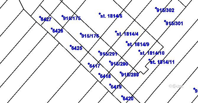 Parcela st. 915/291 v KÚ Velké Bílovice, Katastrální mapa