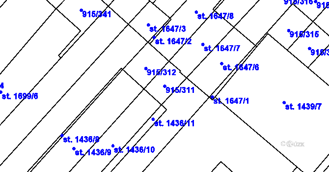 Parcela st. 915/311 v KÚ Velké Bílovice, Katastrální mapa