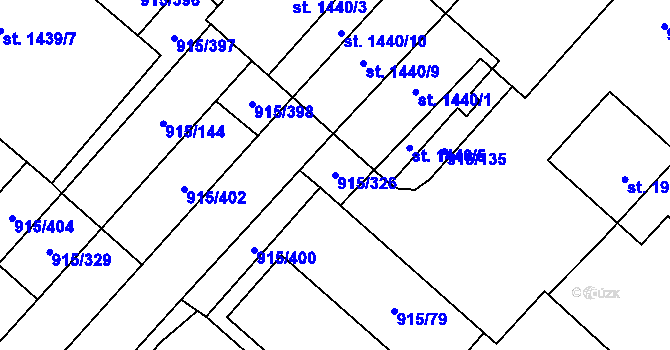Parcela st. 915/326 v KÚ Velké Bílovice, Katastrální mapa