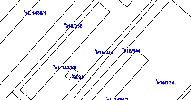 Parcela st. 915/333 v KÚ Velké Bílovice, Katastrální mapa