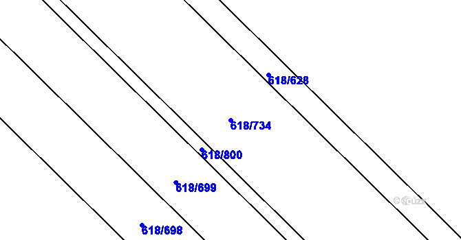 Parcela st. 618/734 v KÚ Velké Bílovice, Katastrální mapa