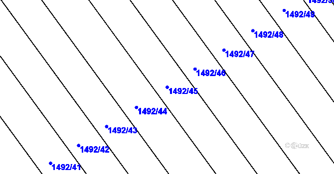 Parcela st. 1492/45 v KÚ Velké Bílovice, Katastrální mapa