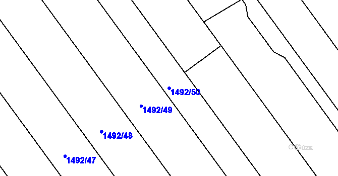 Parcela st. 1492/50 v KÚ Velké Bílovice, Katastrální mapa