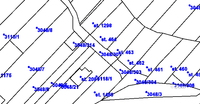 Parcela st. 3048/301 v KÚ Velké Bílovice, Katastrální mapa