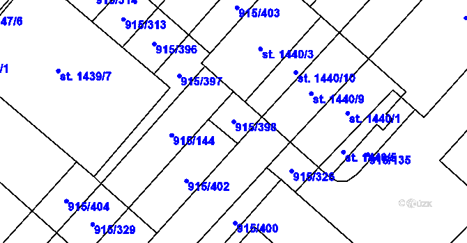 Parcela st. 915/398 v KÚ Velké Bílovice, Katastrální mapa