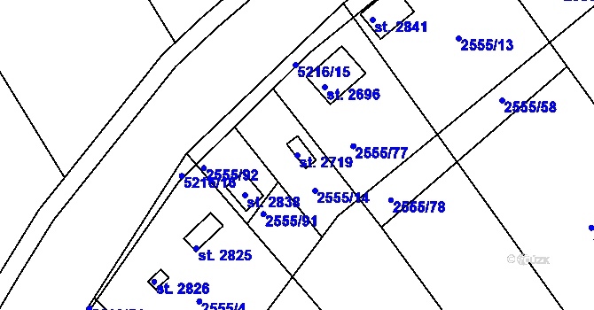 Parcela st. 2719 v KÚ Velké Bílovice, Katastrální mapa