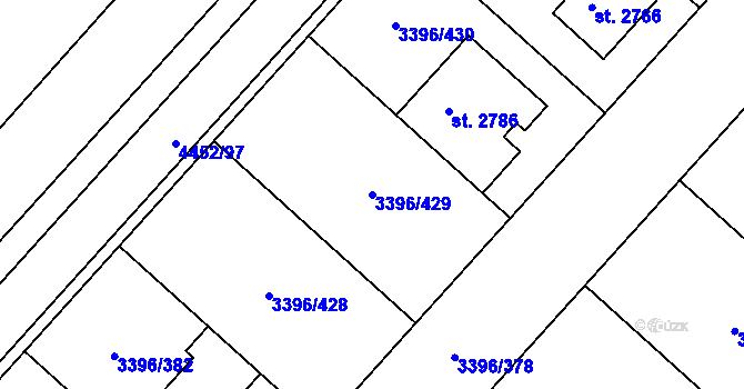 Parcela st. 3396/429 v KÚ Velké Bílovice, Katastrální mapa