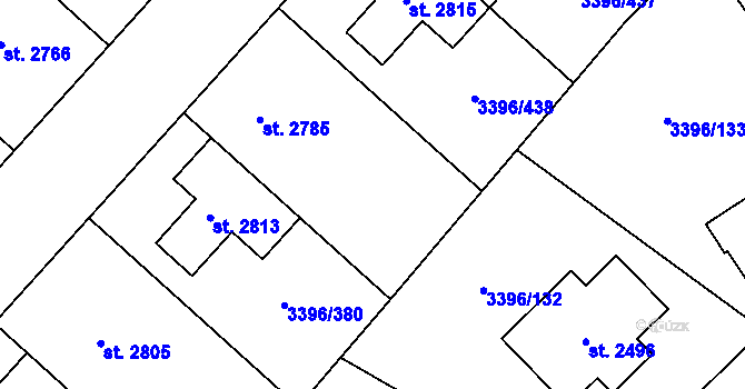 Parcela st. 3396/439 v KÚ Velké Bílovice, Katastrální mapa