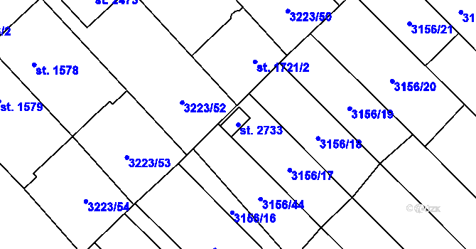 Parcela st. 2733 v KÚ Velké Bílovice, Katastrální mapa