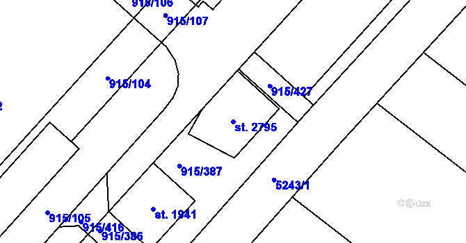 Parcela st. 2795 v KÚ Velké Bílovice, Katastrální mapa