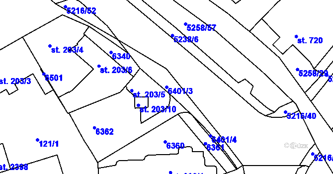 Parcela st. 6401/3 v KÚ Velké Bílovice, Katastrální mapa