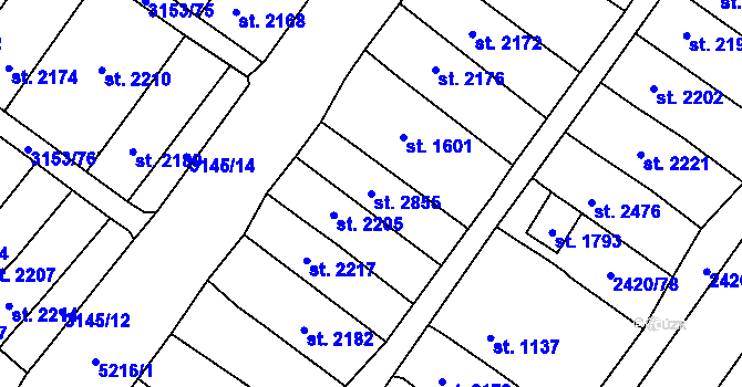 Parcela st. 2855 v KÚ Velké Bílovice, Katastrální mapa