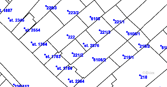 Parcela st. 2876 v KÚ Velké Bílovice, Katastrální mapa