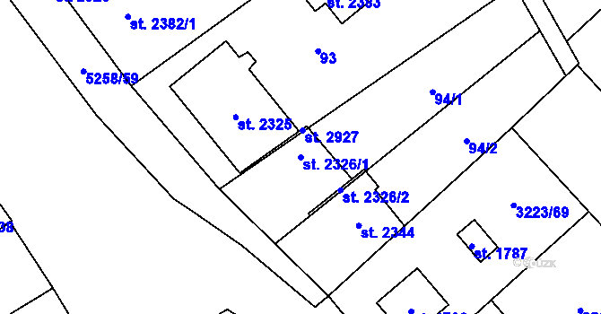 Parcela st. 2326/1 v KÚ Velké Bílovice, Katastrální mapa