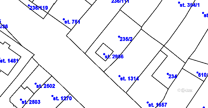 Parcela st. 2956 v KÚ Velké Bílovice, Katastrální mapa