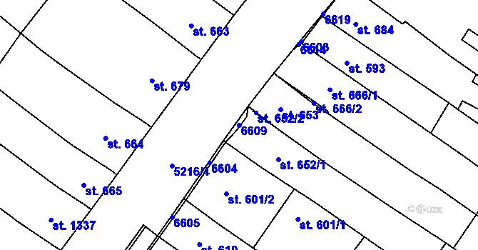 Parcela st. 6609 v KÚ Velké Bílovice, Katastrální mapa