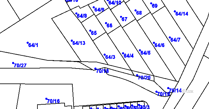 Parcela st. 64/3 v KÚ Velké Březno, Katastrální mapa