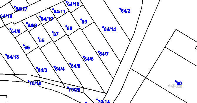 Parcela st. 64/7 v KÚ Velké Březno, Katastrální mapa