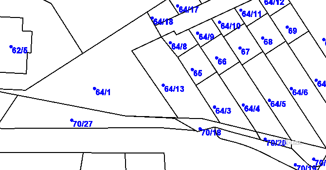 Parcela st. 64/13 v KÚ Velké Březno, Katastrální mapa