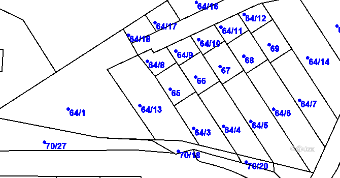 Parcela st. 65 v KÚ Velké Březno, Katastrální mapa