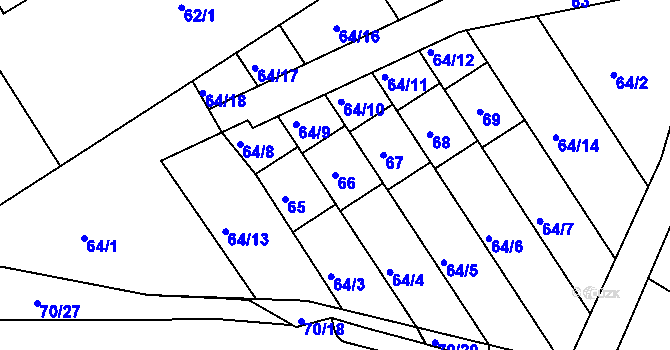 Parcela st. 66 v KÚ Velké Březno, Katastrální mapa