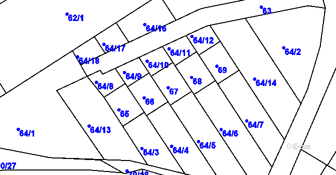 Parcela st. 67 v KÚ Velké Březno, Katastrální mapa