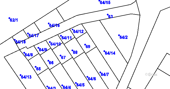 Parcela st. 69 v KÚ Velké Březno, Katastrální mapa