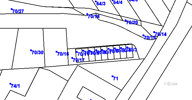 Parcela st. 70/8 v KÚ Velké Březno, Katastrální mapa