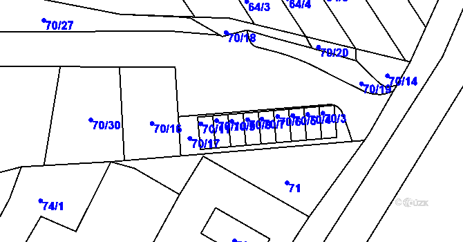 Parcela st. 70/9 v KÚ Velké Březno, Katastrální mapa