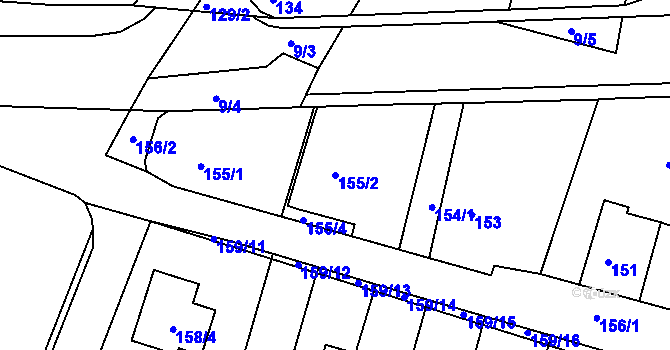 Parcela st. 155/2 v KÚ Velké Březno, Katastrální mapa