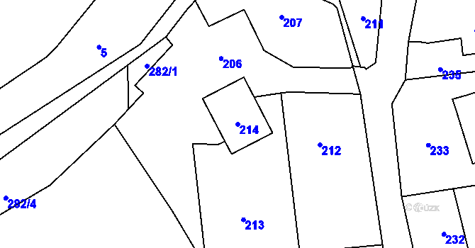 Parcela st. 214 v KÚ Velké Březno, Katastrální mapa