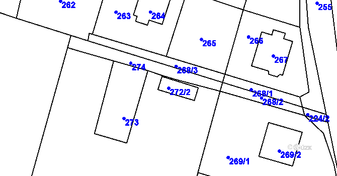 Parcela st. 272/2 v KÚ Velké Březno, Katastrální mapa