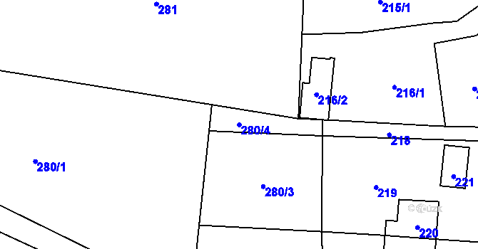 Parcela st. 280/4 v KÚ Velké Březno, Katastrální mapa